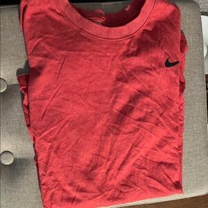 Nike Red Crewneck Dri-FIT Tee with Black Swoosh